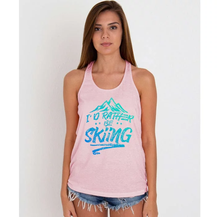 Id Rather Be Skiing Ski Skier Winter Sports Sayings Gift Women's Knotted Racerback Tank