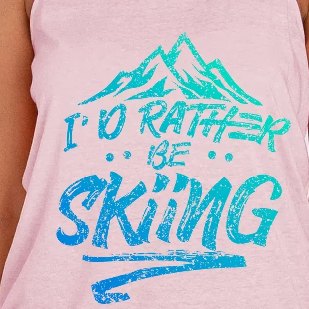 Id Rather Be Skiing Ski Skier Winter Sports Sayings Gift Women's Knotted Racerback Tank