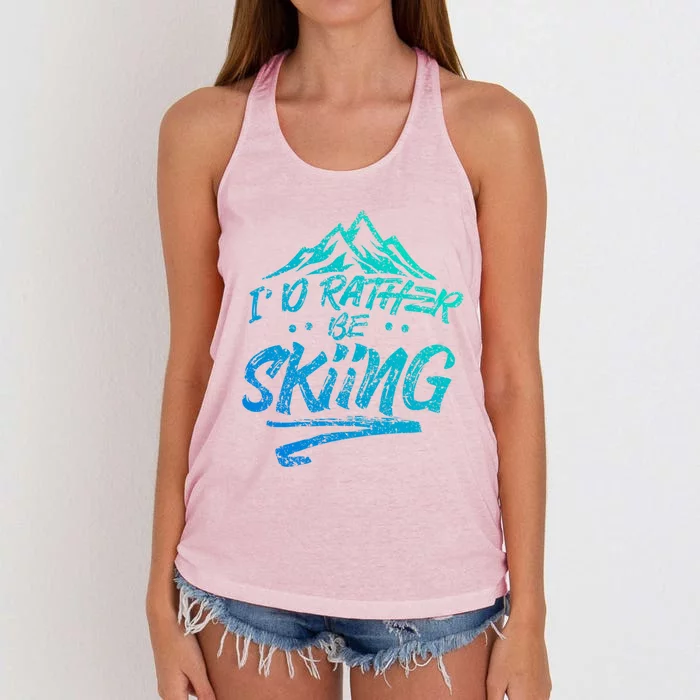 Id Rather Be Skiing Ski Skier Winter Sports Sayings Gift Women's Knotted Racerback Tank