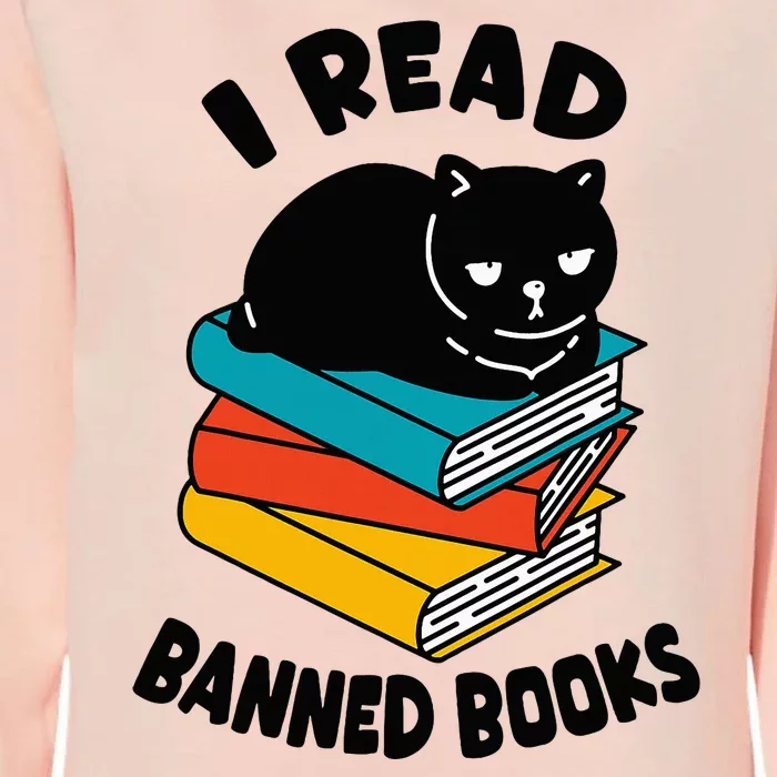 I Read Banned Books Black Cat Reader Bookworm Women Womens California Wash Sweatshirt