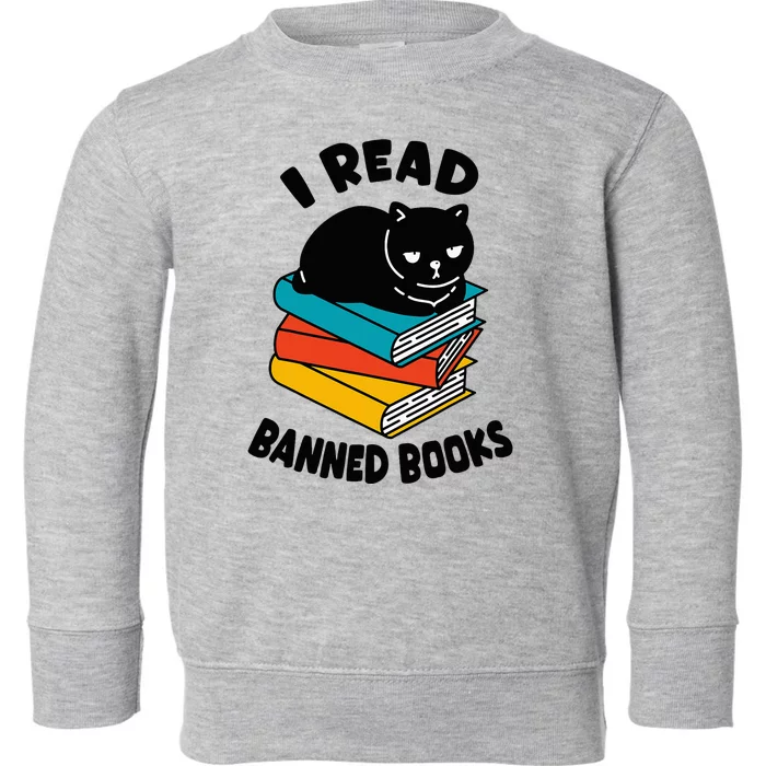 I Read Banned Books Black Cat Reader Bookworm Women Toddler Sweatshirt