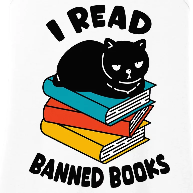 I Read Banned Books Black Cat Reader Bookworm Women Ladies Essential Tank