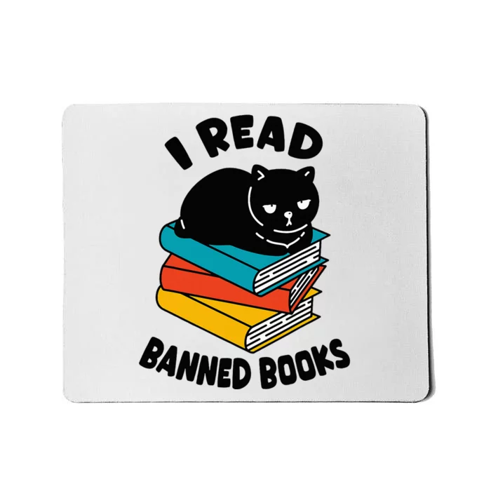 I Read Banned Books Black Cat Reader Bookworm Women Mousepad