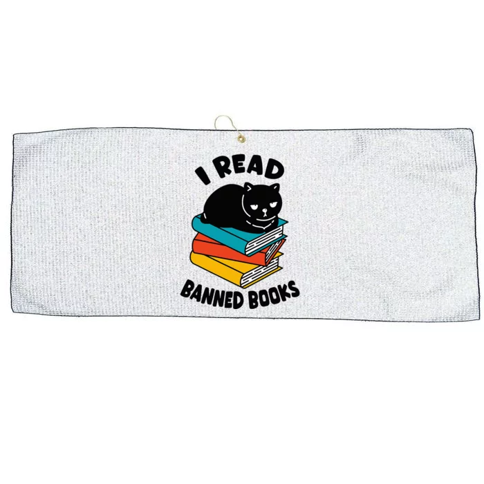 I Read Banned Books Black Cat Reader Bookworm Women Large Microfiber Waffle Golf Towel