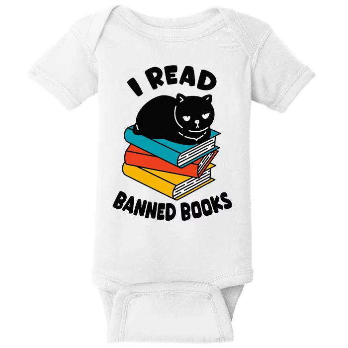 I Read Banned Books Black Cat Reader Bookworm Women Baby Bodysuit