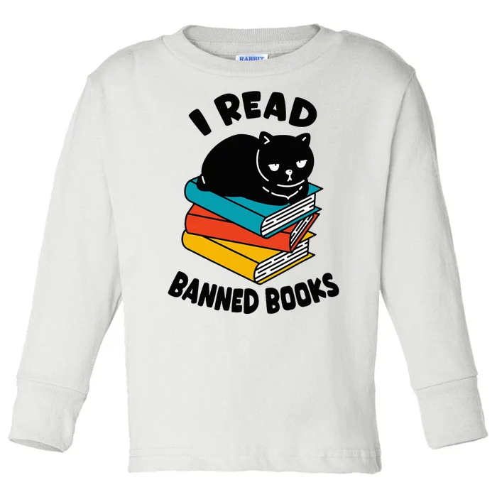 I Read Banned Books Black Cat Reader Bookworm Women Toddler Long Sleeve Shirt