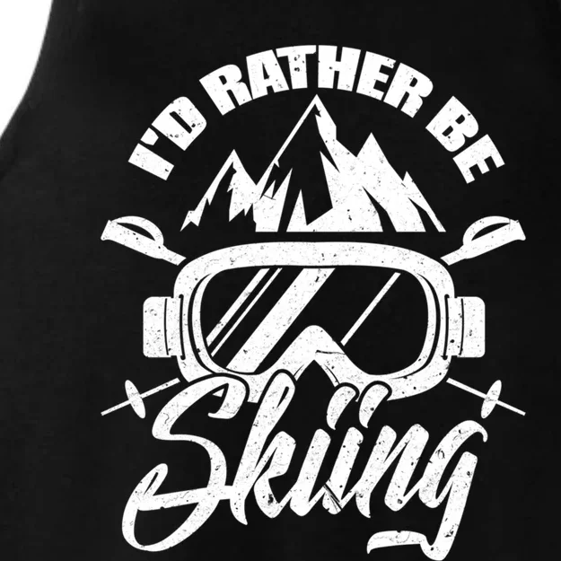 Id Rather Be Skiing Holiday Ski Winter Sport Gift Ladies Tri-Blend Wicking Tank