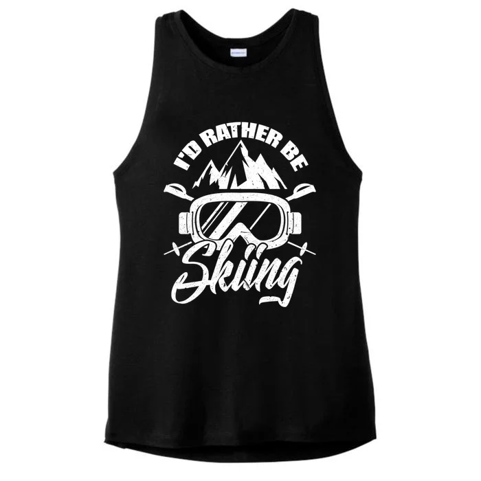 Id Rather Be Skiing Holiday Ski Winter Sport Gift Ladies Tri-Blend Wicking Tank