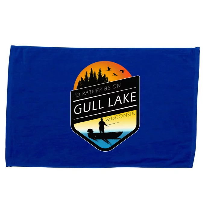 ID Rather Be On Gull Lake Wisconsin Sunset Fishing Microfiber Hand Towel