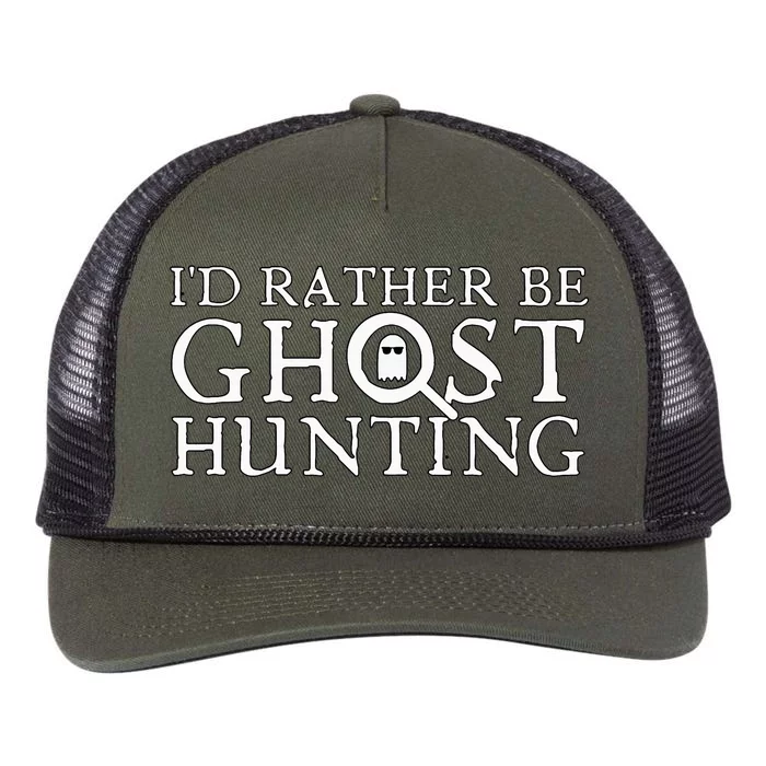 ID Rather Be Ghost Hunting Retro Rope Trucker Hat Cap