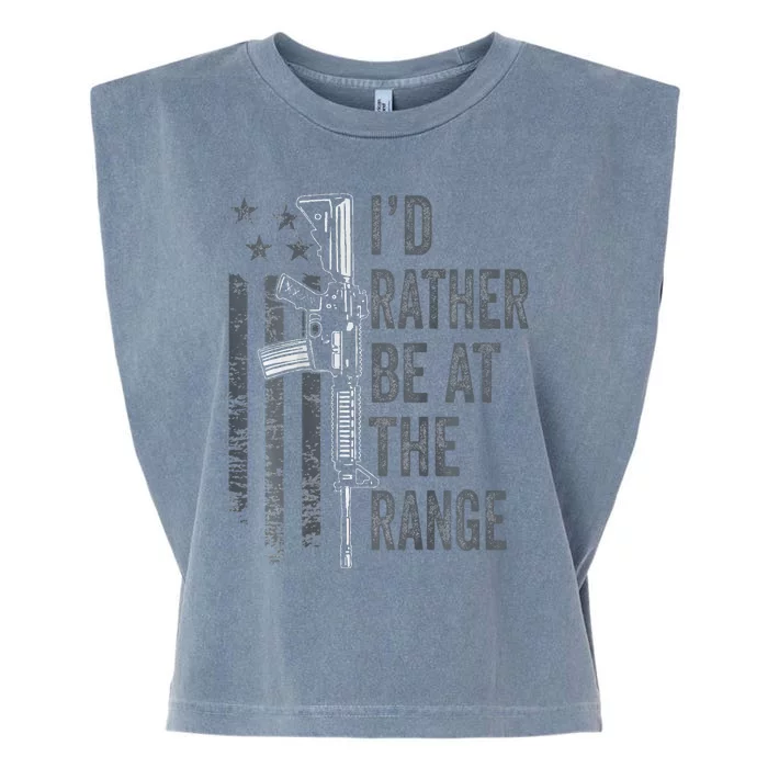 I'd Rather Be At The Gun Range Funny Guns Owner Garment-Dyed Women's Muscle Tee