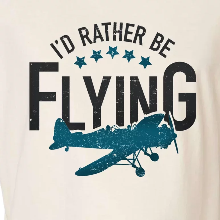 Id Rather Be Flying Retro Airplane Funny Aviation Pilot Gift Garment-Dyed Women's Muscle Tee