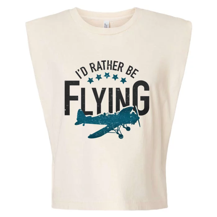 Id Rather Be Flying Retro Airplane Funny Aviation Pilot Gift Garment-Dyed Women's Muscle Tee