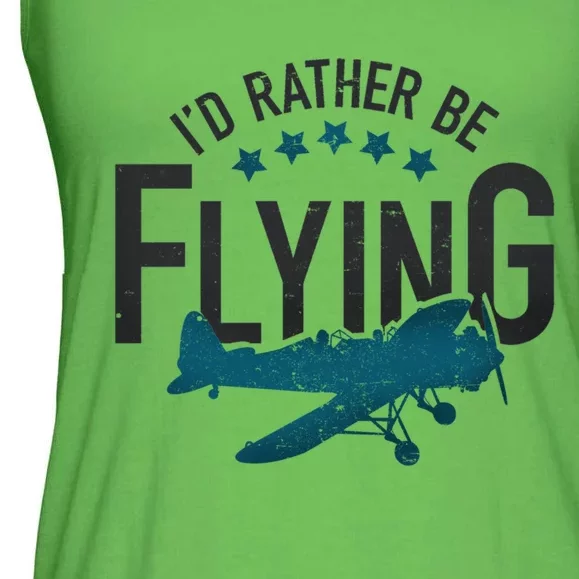 Id Rather Be Flying Retro Airplane Funny Aviation Pilot Gift Ladies Essential Flowy Tank