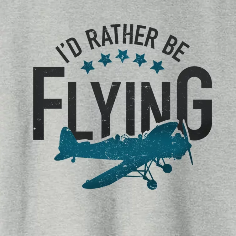 Id Rather Be Flying Retro Airplane Funny Aviation Pilot Gift Women's Crop Top Tee