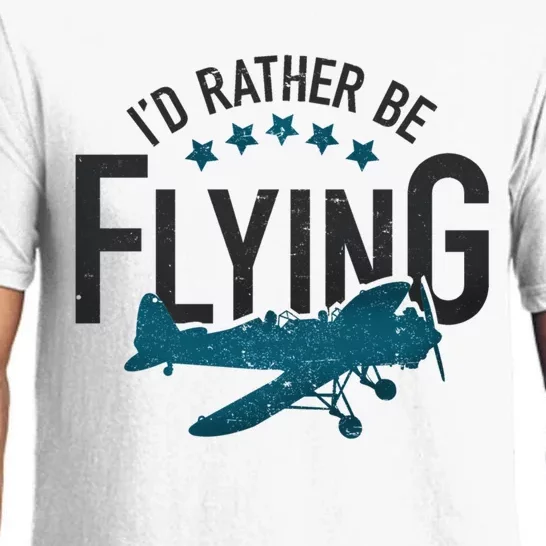 Id Rather Be Flying Retro Airplane Funny Aviation Pilot Gift Pajama Set