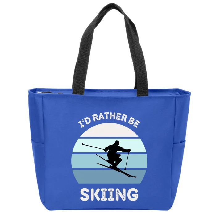 I'd Rather Be Skiing Downhill Skiing Family Winter Vacation Gift Zip Tote Bag