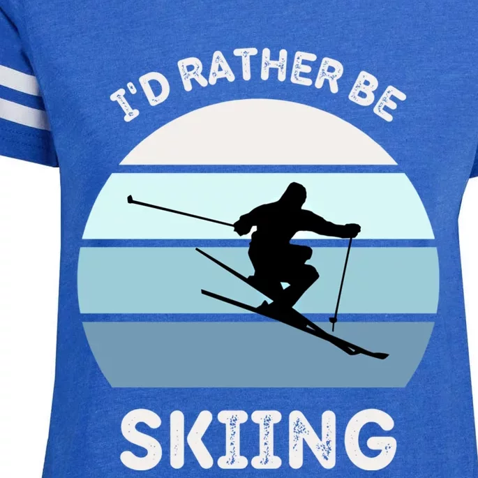 I'd Rather Be Skiing Downhill Skiing Family Winter Vacation Gift Enza Ladies Jersey Football T-Shirt