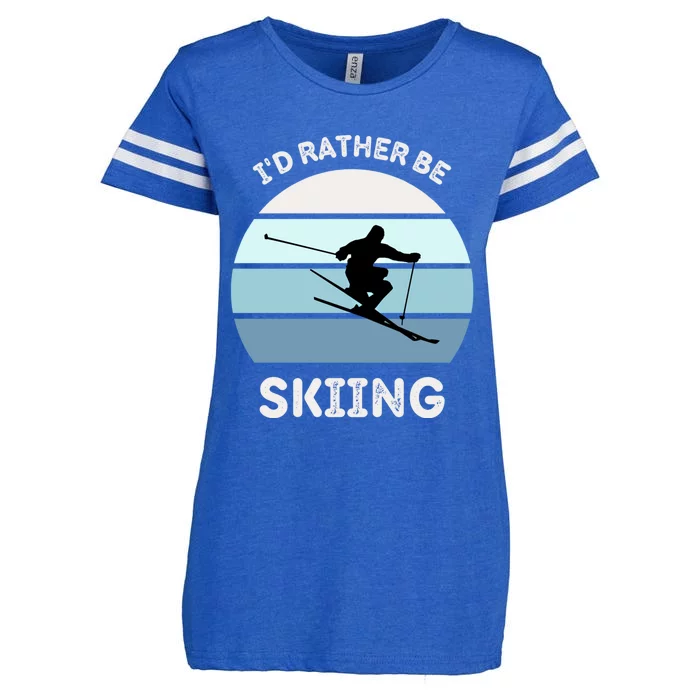 I'd Rather Be Skiing Downhill Skiing Family Winter Vacation Gift Enza Ladies Jersey Football T-Shirt