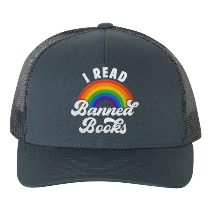 I Read Banned Books Retro Literature Rainbow Reading Vintage Gift Yupoong Adult 5-Panel Trucker Hat