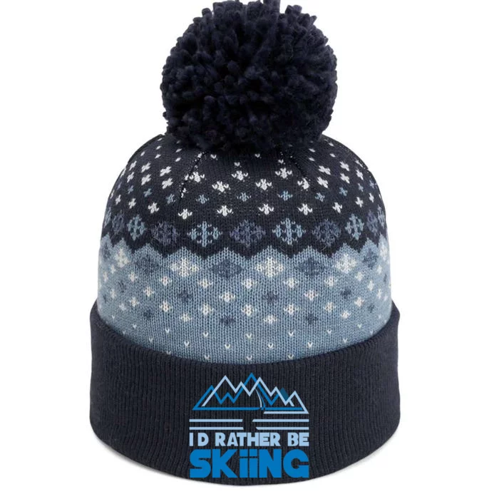 Id Rather Be Skiing The Baniff Cuffed Pom Beanie