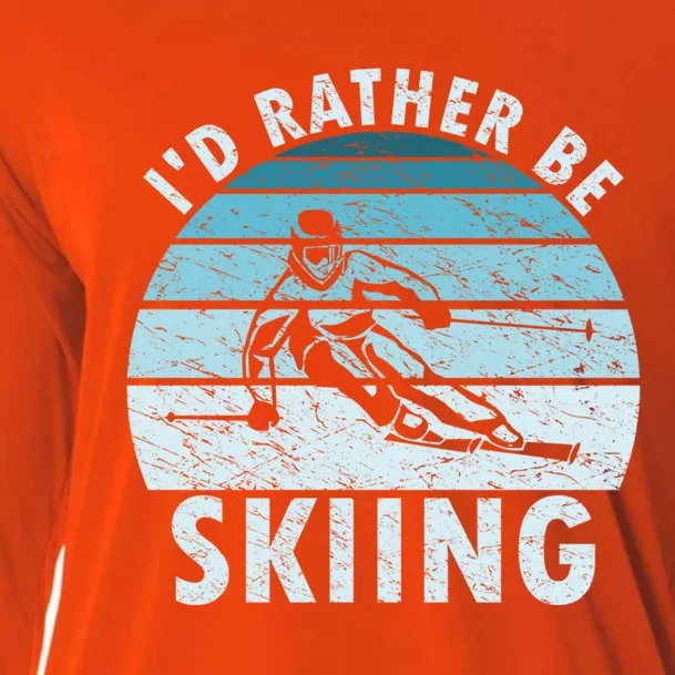 Id Rather Be Skiing Humorous Skiing Lover Freestyle Skier Cool Gift Cooling Performance Long Sleeve Crew