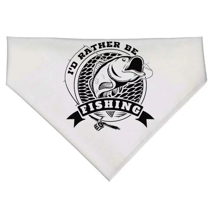 I´d Rather Be FIshing Funny Quote For Fisherman USA-Made Doggie Bandana