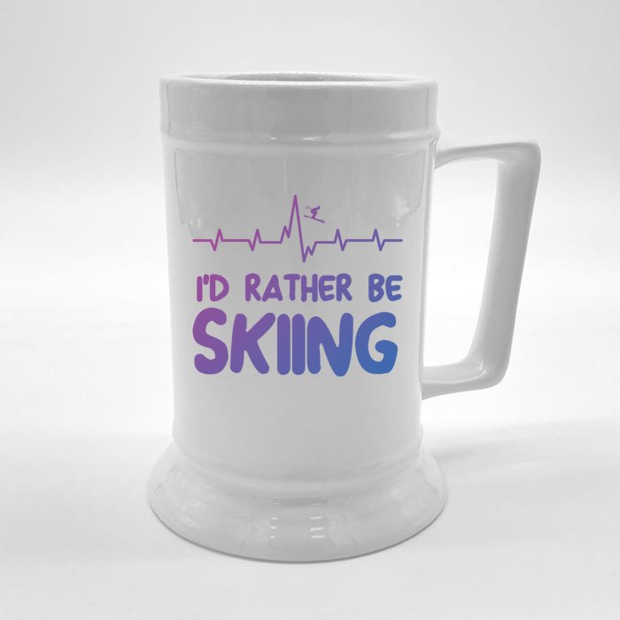 Id Rather Be Skiing Skier Gift Front & Back Beer Stein