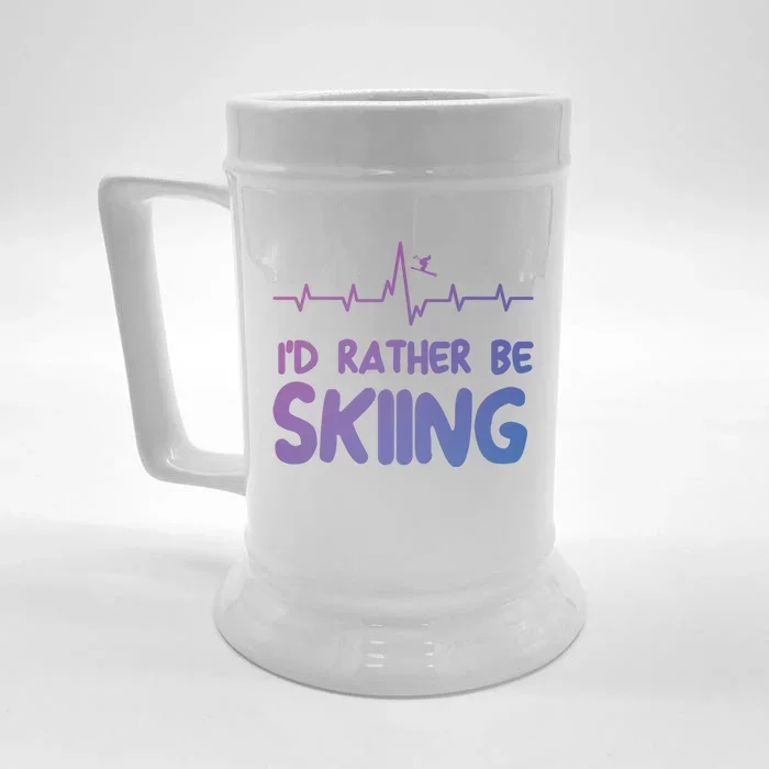 Id Rather Be Skiing Skier Gift Front & Back Beer Stein