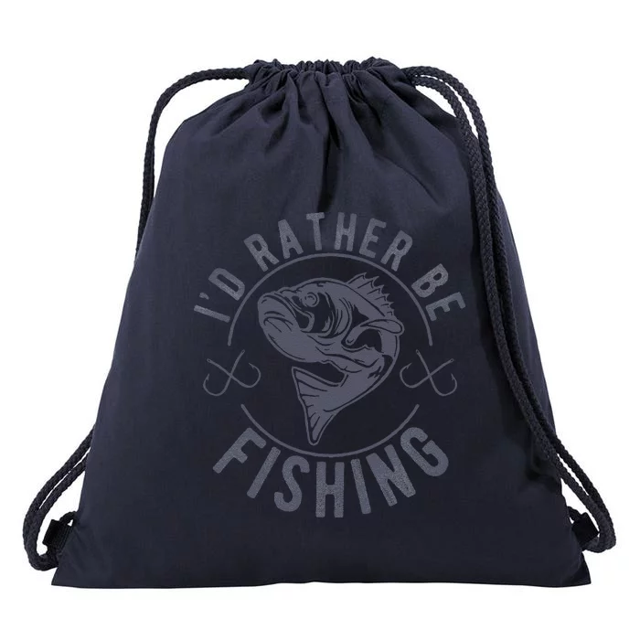 I’d Rather Be Fishing Funny Fishing Saying Graphic Novelty Drawstring Bag