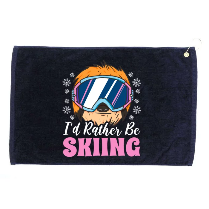 I'd Rather Be Skiing With A Sloth Gift Grommeted Golf Towel