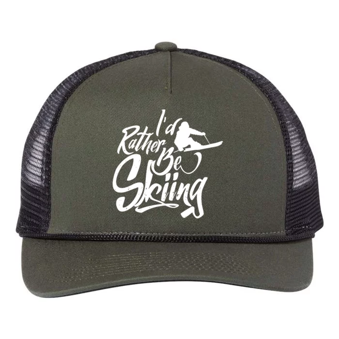 Id Rather Be Skiing Skier Winter Sports Ski Saying Gift Retro Rope Trucker Hat Cap