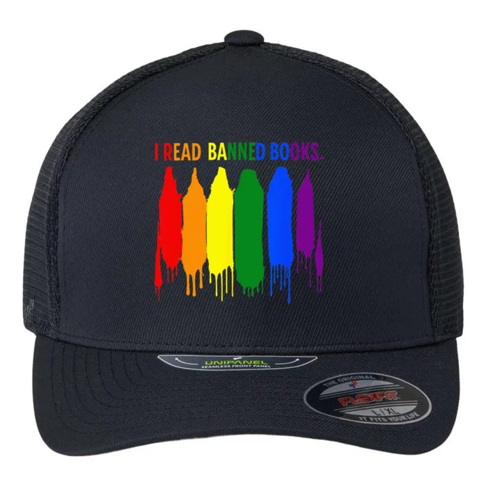 I Read Banned Books Week Rainbow LGBT Book Lover Teacher Flexfit Unipanel Trucker Cap