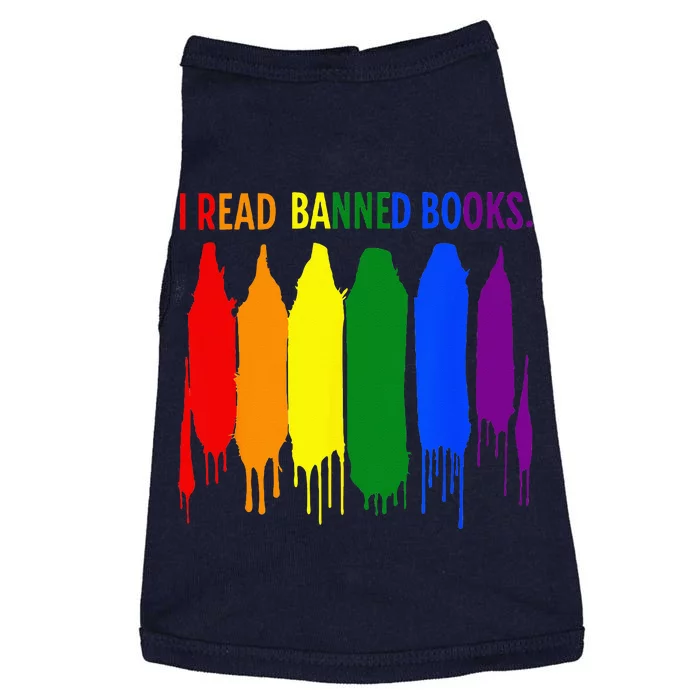 I Read Banned Books Week Rainbow LGBT Book Lover Teacher Doggie Tank