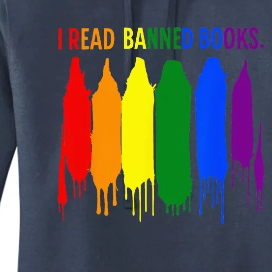 I Read Banned Books Week Rainbow LGBT Book Lover Teacher Women's Pullover Hoodie