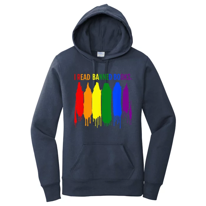 I Read Banned Books Week Rainbow LGBT Book Lover Teacher Women's Pullover Hoodie