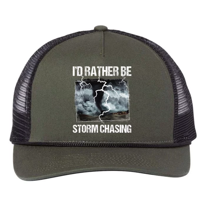 ID Rather Be Storm Chasing Tornado Chaser Meteorology Retro Rope Trucker Hat Cap