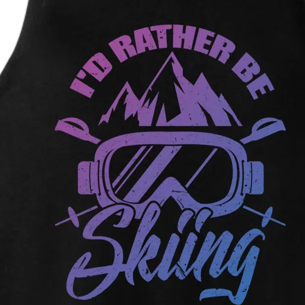 Id Rather Be Skiing Holiday Ski Winter Sport Gift Ladies Tri-Blend Wicking Tank