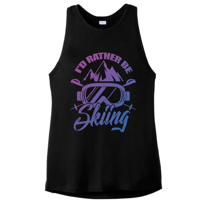 Id Rather Be Skiing Holiday Ski Winter Sport Gift Ladies Tri-Blend Wicking Tank