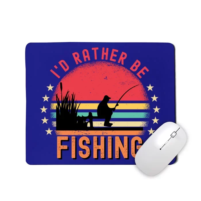 ID Rather Be Fishing Vintage Retro Fisher Fly Fishing Meaningful Gift Mousepad