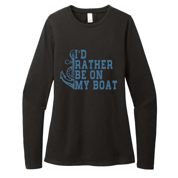 I'd Rather Be On My Boat Funny Boat Owner Saying Colored Womens CVC Long Sleeve Shirt