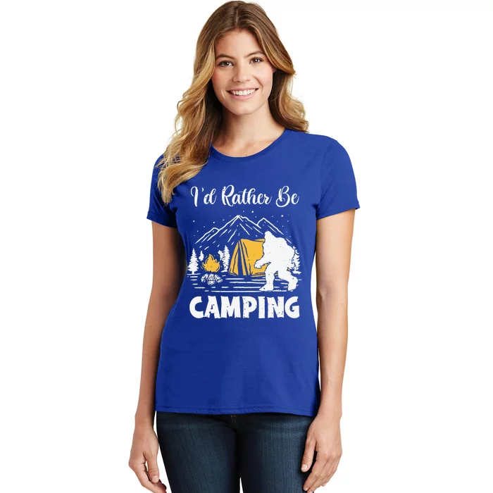 Id Rather Be Camping Bigfoot Halloween Camper Lover Gift Women's T-Shirt