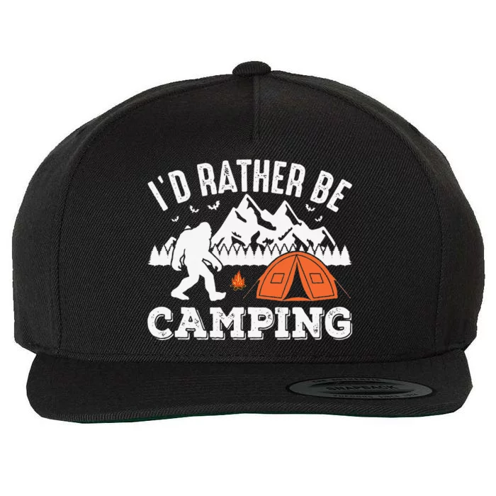 Id Rather Be Camping Bigfoot Halloween Camper Lover Wool Snapback Cap