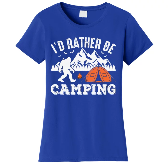 Id Rather Be Camping Bigfoot Halloween Camper Lover Women's T-Shirt