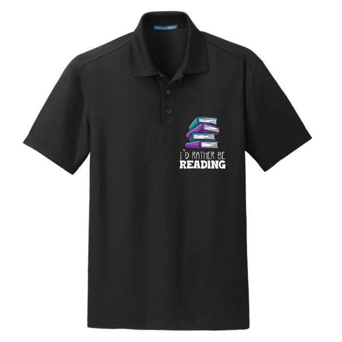 I'd Rather Be Reading Book Lover Bookworm Avid Reader Dry Zone Grid Performance Polo