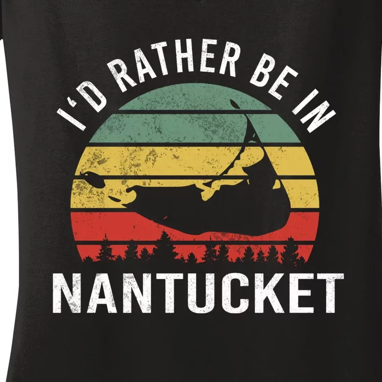 ID Rather Be In Nantucket Women's V-Neck T-Shirt