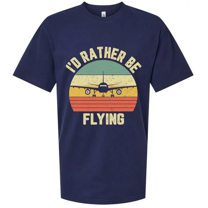 Id Rather Be Flying Airplane Pilot Retro Pilot Gift Vintage Gift Sueded Cloud Jersey T-Shirt