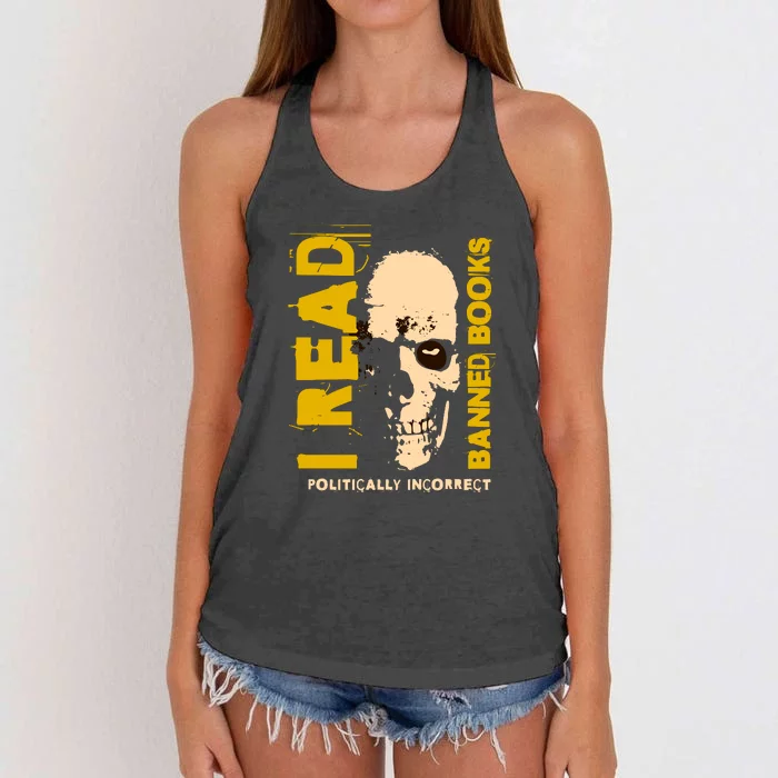 I Read Banned Books Politically Incorrect Anti Censorship Women's Knotted Racerback Tank