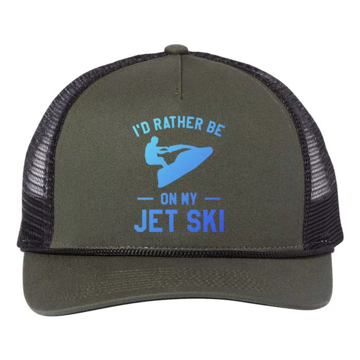 Id Rather Be On My Jet Ski Jet Skiing Funny Gift Retro Rope Trucker Hat Cap