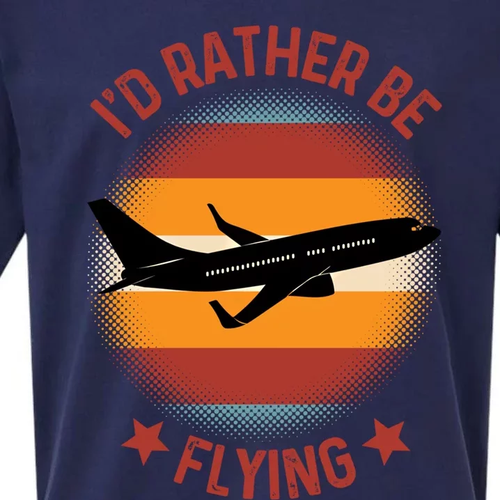 Id Rather Be Flying Airplane Sunset Gift Sueded Cloud Jersey T-Shirt